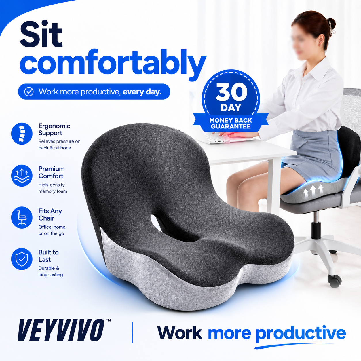 VEVIYO™ ComfortSeat – Für komfortables Sitzen ohne Druck auf Rücken und Steißbein