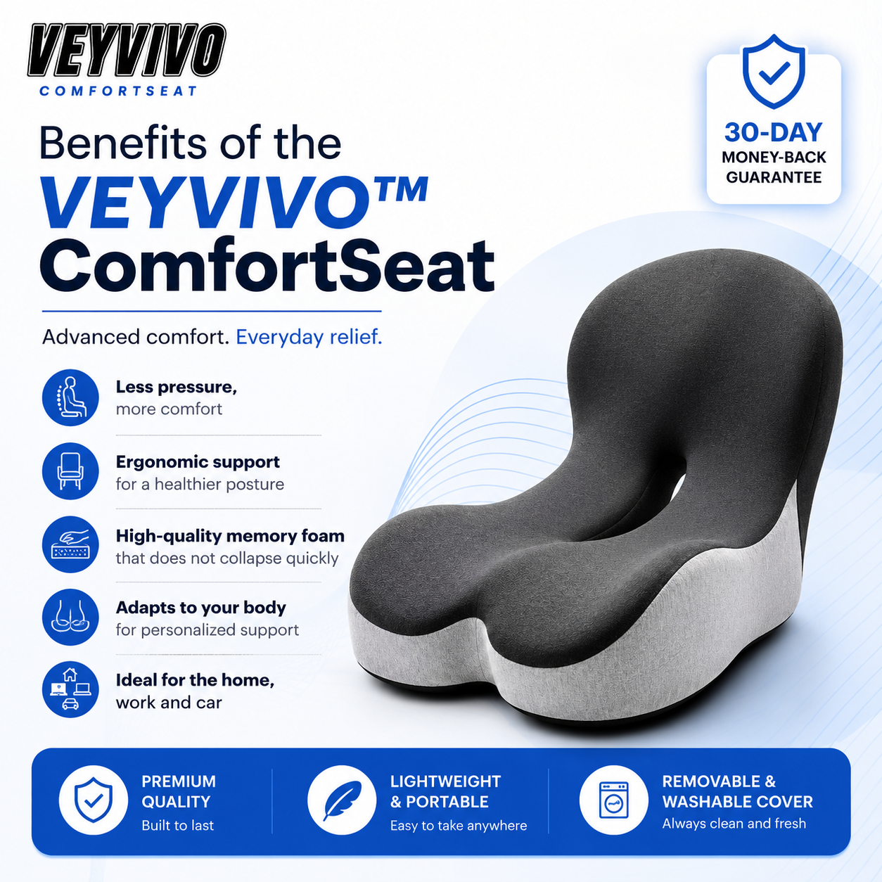 VEVIYO™ ComfortSeat – Für komfortables Sitzen ohne Druck auf Rücken und Steißbein