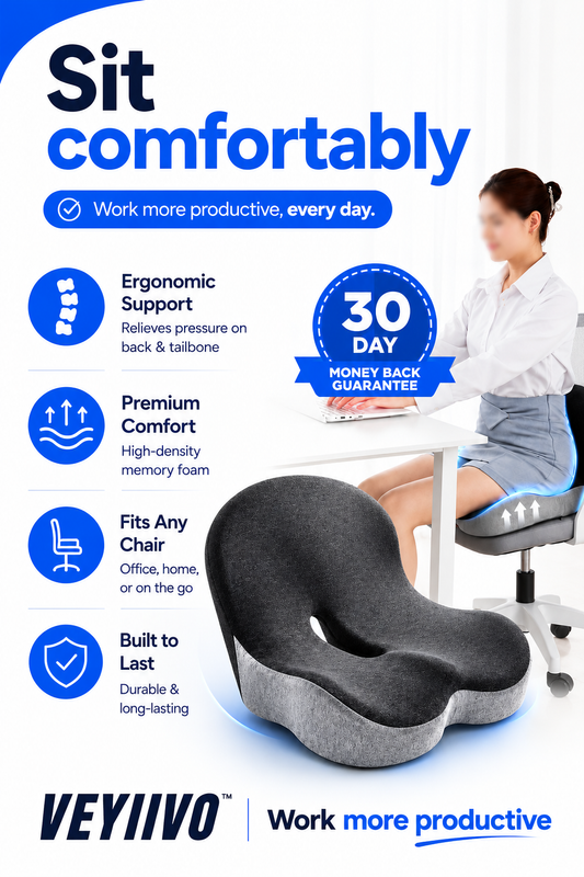 VEYVIVO™ ComfortSeat – Verlicht rug- en stuitpijn, waar je ook zit